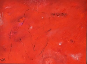 Passion 80 x 60 cm, acryl, olieverf en houtskool op canvas