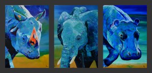 Triptych animals Kenya