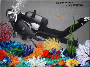 Bubbles are a joy forever 40 x 30 cm, Acryl op canvas